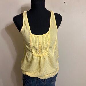 Kirra Pale Yellow Pintuck Button Tank